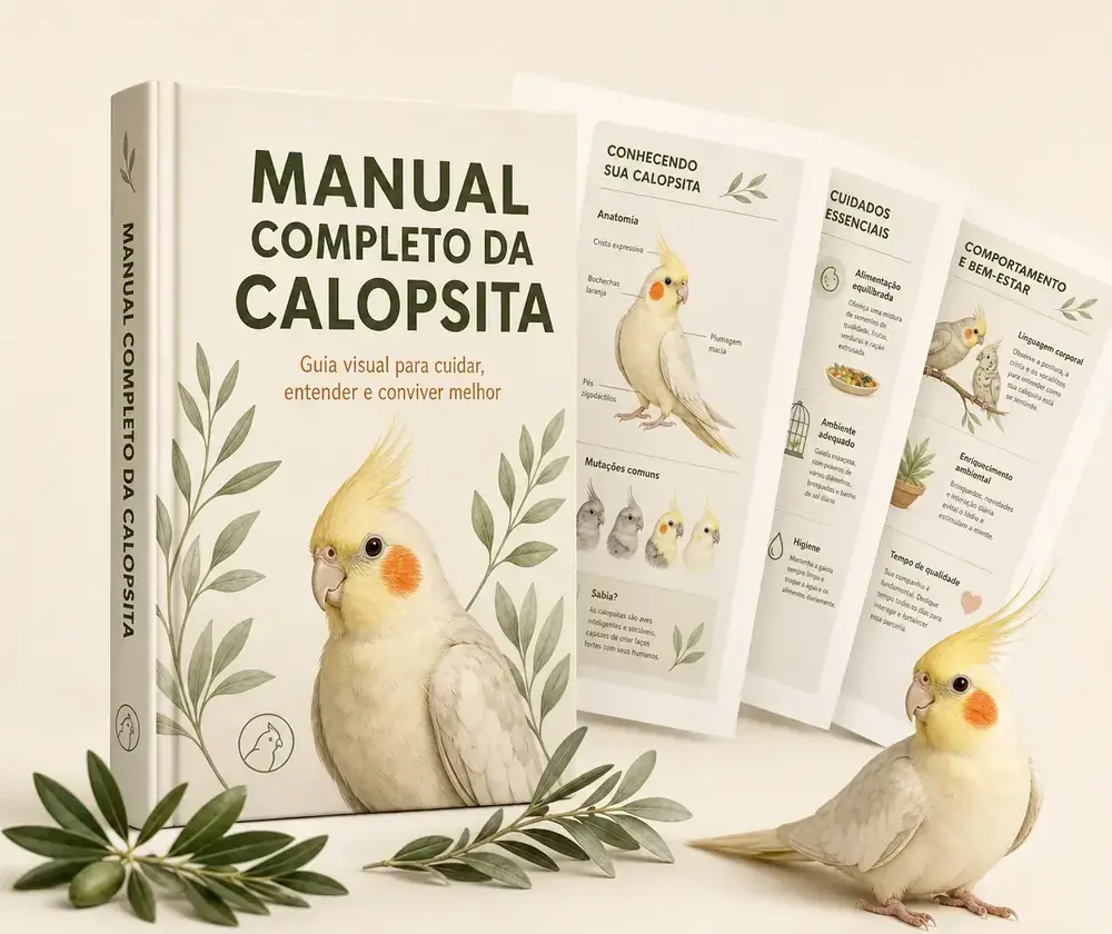 Mockup do Manual Completo da Calopsita com páginas internas
